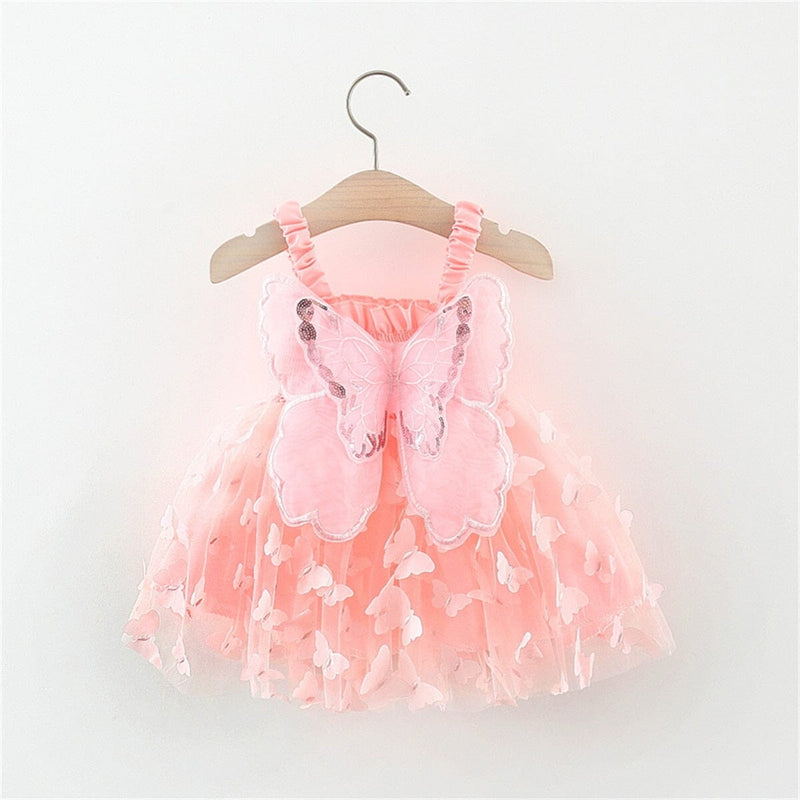 Vestido Infantil Feminino Tule Asa Borboletinhas