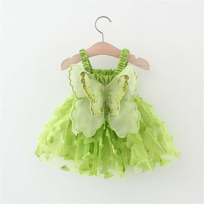 Vestido Infantil Feminino Tule Asa Borboletinhas
