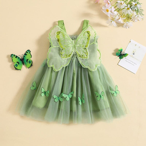 Vestido Infantil Feminino Verde Borboletinhas