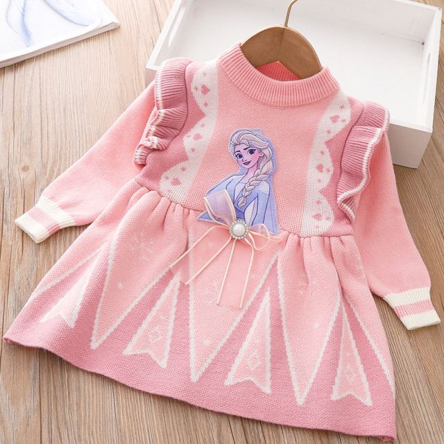 Vestido Infantil Tricôt Elsa Frozen