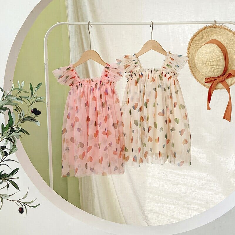 Vestido Infantil Tule Coraçõeszinhos