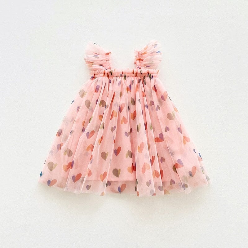Vestido Infantil Tule Coraçõeszinhos
