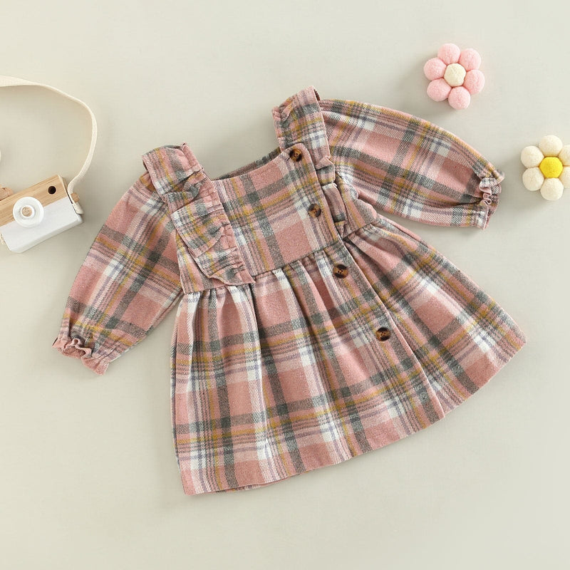 Vestido Infantil Xadrez + Botões