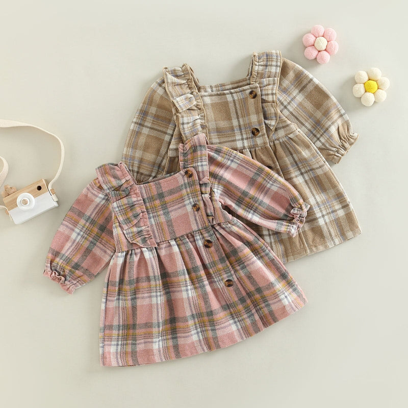 Vestido Infantil Xadrez + Botões